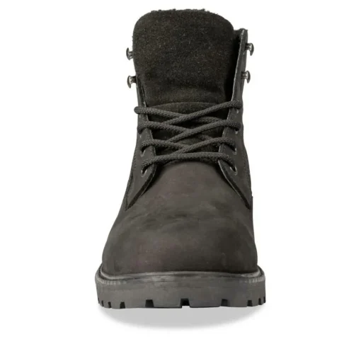 Bottines Fourré NOIR Homme CUIR Motif Uni Lacets