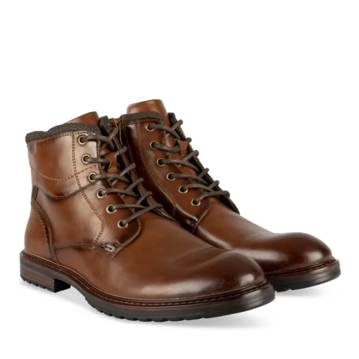 Bottines MARRON Homme Motif Uni Lacets