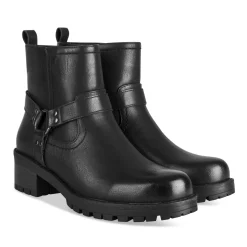 Bottines Motarde NOIR Femme Motif Uni Fermeture éclair