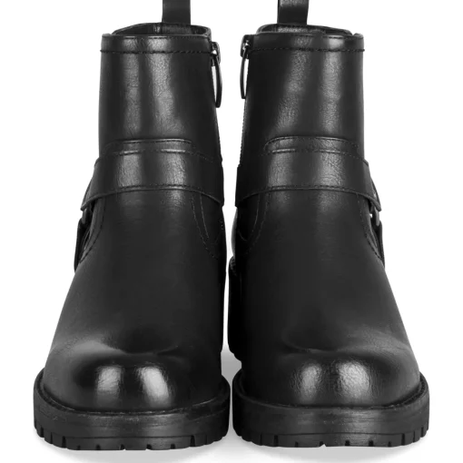Bottines Motarde NOIR Femme Motif Uni Fermeture éclair