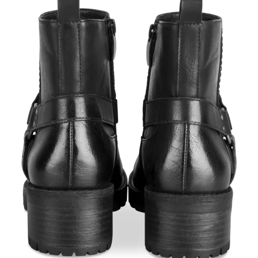 Bottines Motarde NOIR Femme Motif Uni Fermeture éclair
