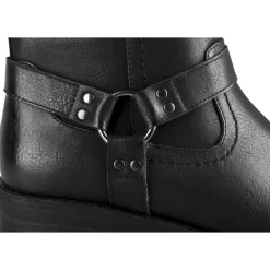 Bottines Motarde NOIR Femme Motif Uni Fermeture éclair
