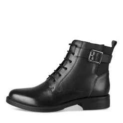 Bottines NOIR Femme CUIR Motif Uni Lacets + Fermeture éclair