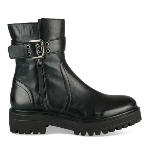 Bottines NOIR Femme CUIR Motif Uni Lacets