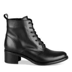 Bottines NOIR Femme CUIR Motif Uni Lacets
