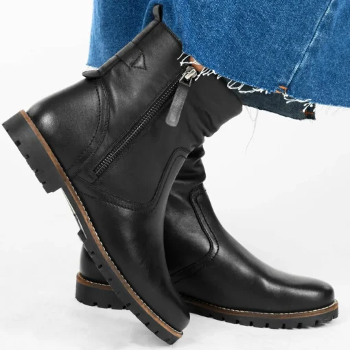 Bottines NOIR Femme CUIR Motif Uni Fermeture éclair