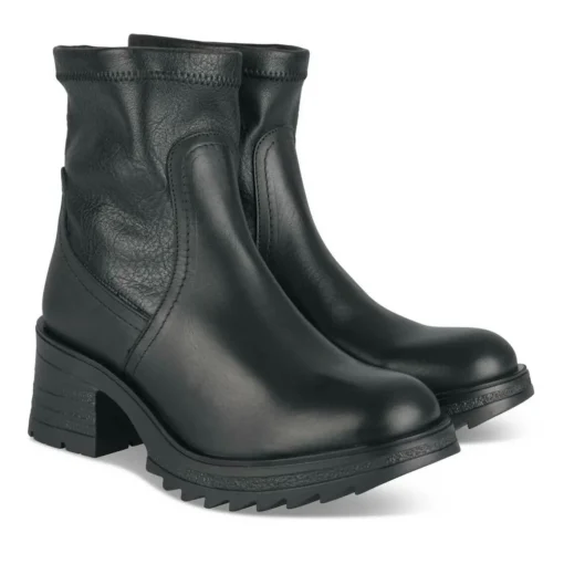 Bottines NOIR Femme CUIR Motif Uni A Enfiler