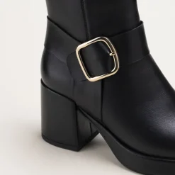 Bottines NOIR Femme CUIR Motif Uni Fermeture éclair