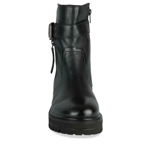 Bottines NOIR Femme CUIR Motif Uni Lacets