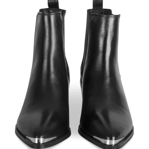 Bottines NOIR Femme CUIR Motif Uni Elastique