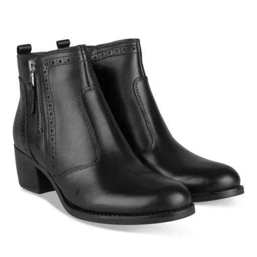 Bottines NOIR Femme CUIR Motif Uni Fermeture éclair