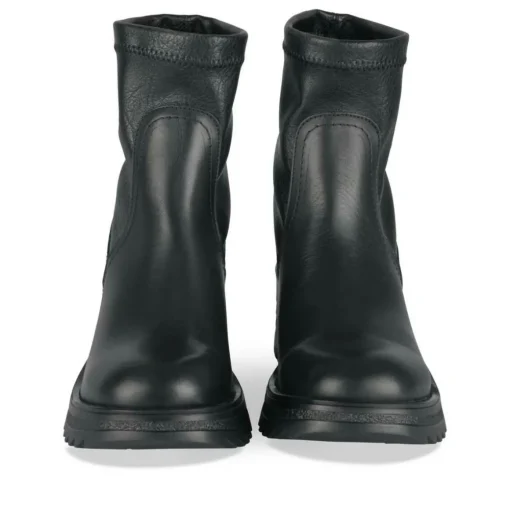 Bottines NOIR Femme CUIR Motif Uni A Enfiler