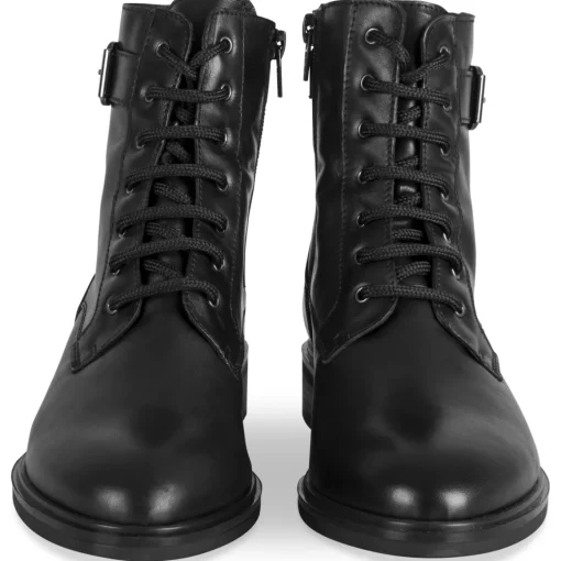 Bottines NOIR Femme CUIR Motif Uni Lacets