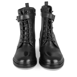 Bottines NOIR Femme CUIR Motif Uni Lacets