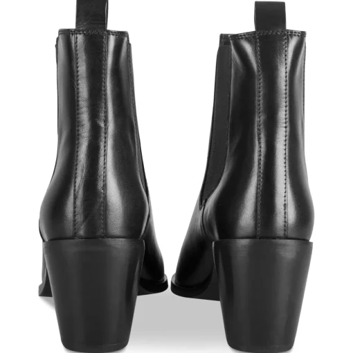 Bottines NOIR Femme CUIR Motif Uni Elastique