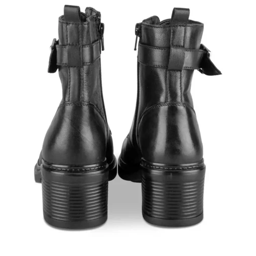 Bottines NOIR Femme CUIR Motif Uni Lacets