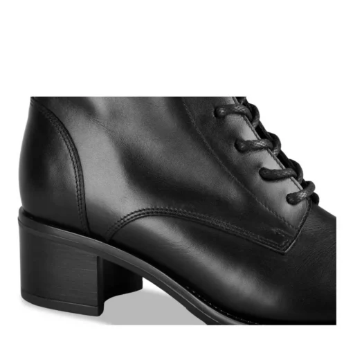 Bottines NOIR Femme CUIR Motif Uni Lacets