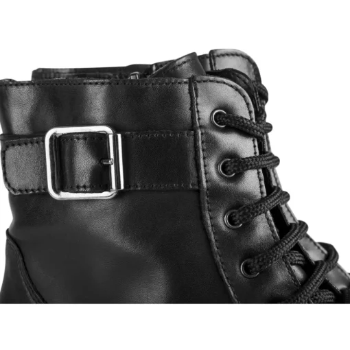 Bottines NOIR Femme CUIR Motif Uni Lacets