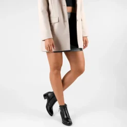 Bottines NOIR Femme CUIR Motif Uni Fermeture éclair
