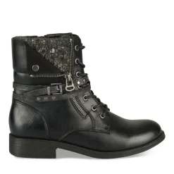 Bottines NOIR Femme Motif Uni Lacets