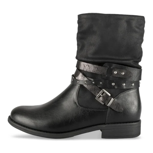 Bottines NOIR Femme Motif Chaîne Fermeture éclair