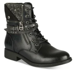 Bottines NOIR Femme Motif Uni Lacets