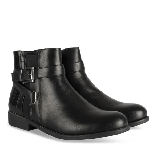 Bottines NOIR Femme Motif Animal Fermeture éclair