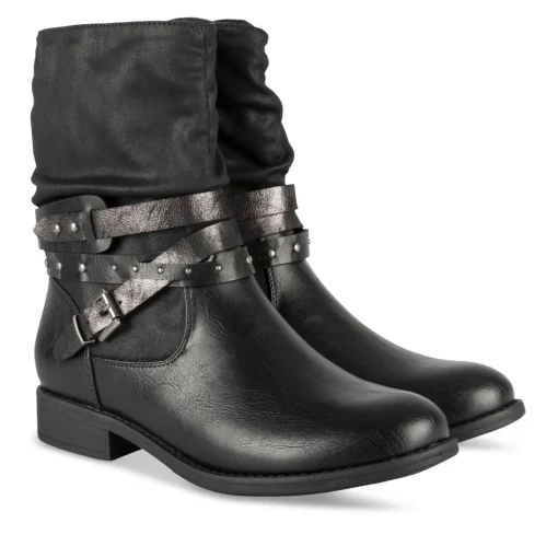 Bottines NOIR Femme Motif Chaîne Fermeture éclair