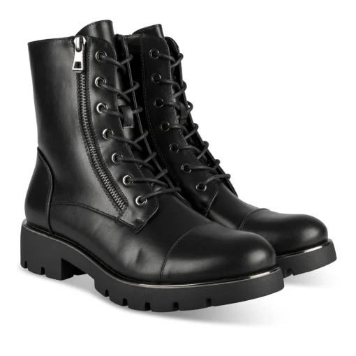 Bottines NOIR Femme Motif Uni Lacets
