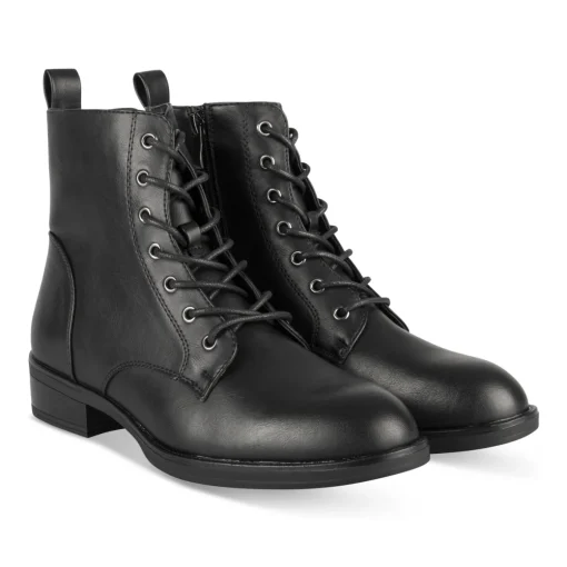 Bottines NOIR Femme Motif Uni Lacets