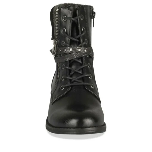 Bottines NOIR Femme Motif Uni Lacets