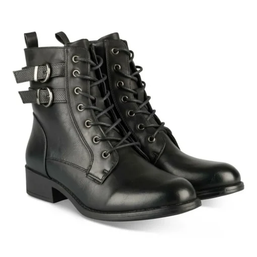 Bottines NOIR Femme Motif Animal Lacets