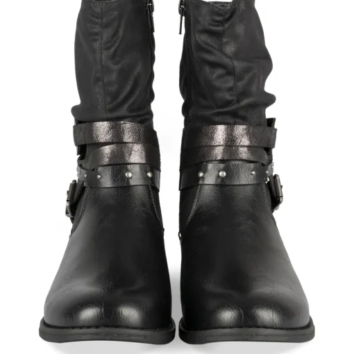 Bottines NOIR Femme Motif Chaîne Fermeture éclair
