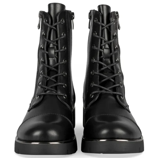 Bottines NOIR Femme Motif Uni Lacets