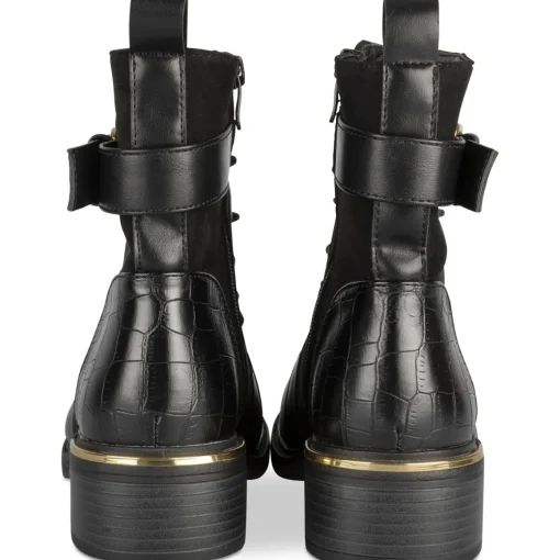 Bottines NOIR Femme Motif Uni Lacets