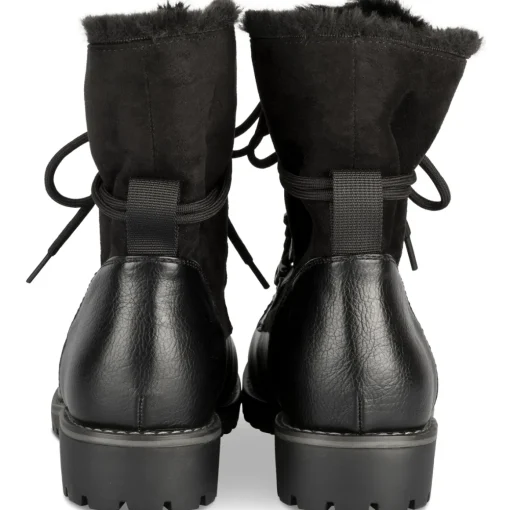 Bottines NOIR Femme Motif Fausse Fourrure Lacets