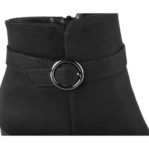 Bottines NOIR Femme Motif Uni Boucle