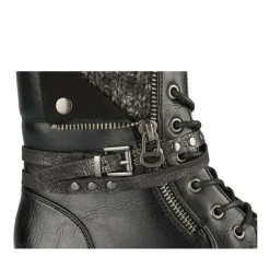 Bottines NOIR Femme Motif Uni Lacets