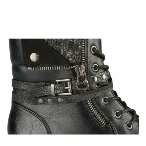 Bottines NOIR Femme Motif Uni Lacets
