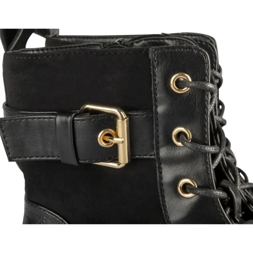Bottines NOIR Femme Motif Uni Lacets