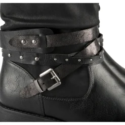 Bottines NOIR Femme Motif Chaîne Fermeture éclair