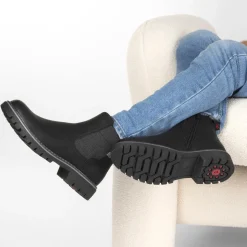 Bottines NOIR Homme Motif Uni Elastique + Fermeture éclair