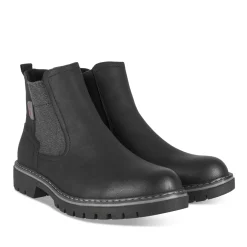 Bottines NOIR Homme Motif Uni Elastique + Fermeture éclair