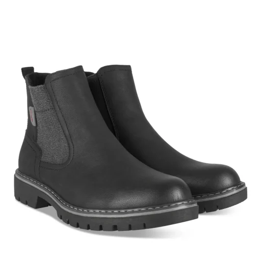 Bottines NOIR Homme Motif Uni Elastique + Fermeture éclair