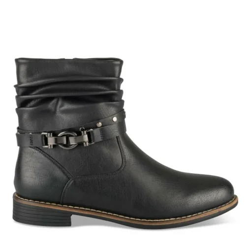 Bottines Plissé NOIR Femme Motif Clouté Fermeture éclair