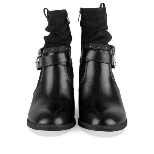 Bottines Plissé NOIR Femme Motif Animal Fermeture éclair
