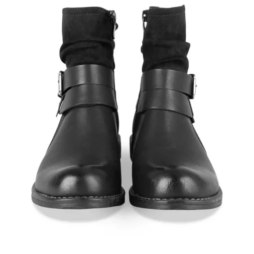 Bottines Plissé NOIR Femme Motif Uni Fermeture éclair