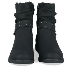 Bottines Plissé NOIR Femme Motif Uni Fermeture éclair
