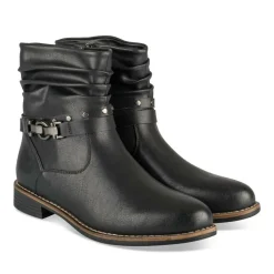 Bottines Plissé NOIR Femme Motif Clouté Fermeture éclair