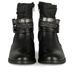 Bottines Plissé NOIR Femme Motif Tressé Fermeture éclair